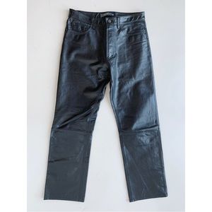 Vintage black genuine leather straight leg pants GAP relaxed fit high waist